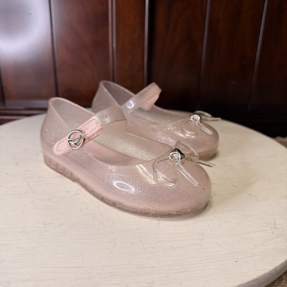 Sperry Girls Pink Glitter Jelly Mary Jane Bow Flats Shoes Size 8M Kids